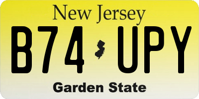 NJ license plate B74UPY