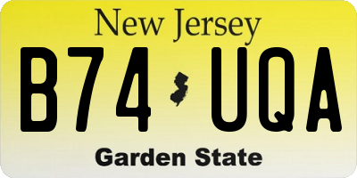 NJ license plate B74UQA