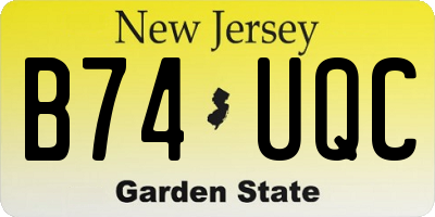 NJ license plate B74UQC