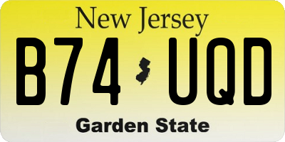 NJ license plate B74UQD