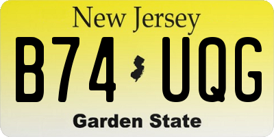 NJ license plate B74UQG