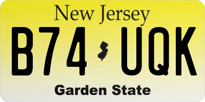 NJ license plate B74UQK