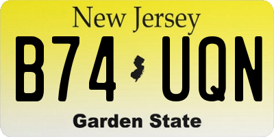 NJ license plate B74UQN