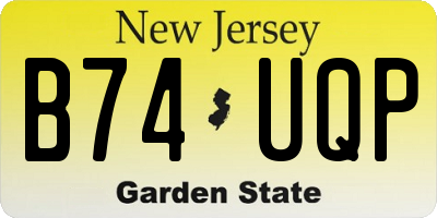 NJ license plate B74UQP