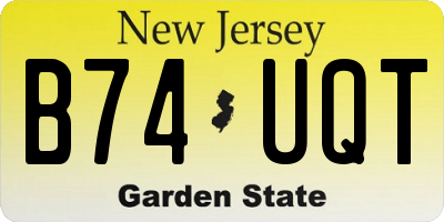 NJ license plate B74UQT