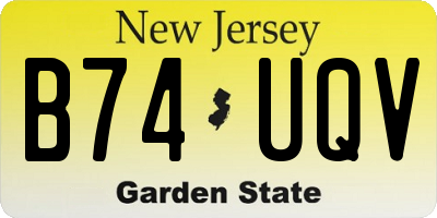 NJ license plate B74UQV