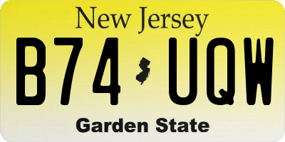 NJ license plate B74UQW