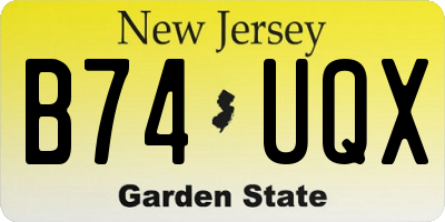 NJ license plate B74UQX