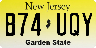 NJ license plate B74UQY