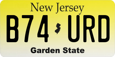 NJ license plate B74URD