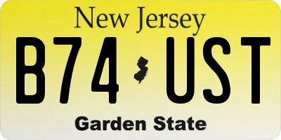NJ license plate B74UST
