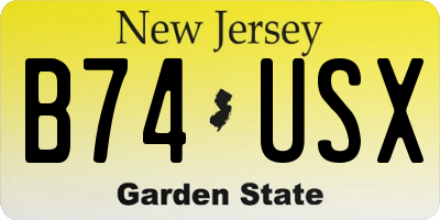 NJ license plate B74USX