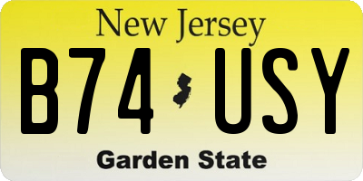 NJ license plate B74USY