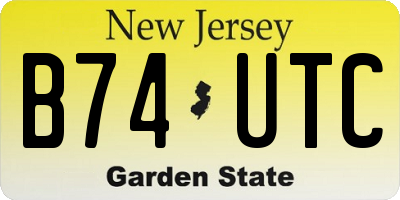 NJ license plate B74UTC
