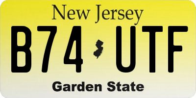 NJ license plate B74UTF