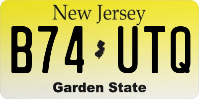 NJ license plate B74UTQ