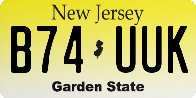 NJ license plate B74UUK