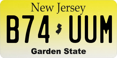 NJ license plate B74UUM