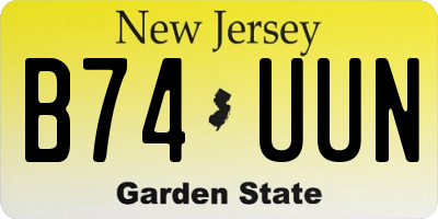 NJ license plate B74UUN