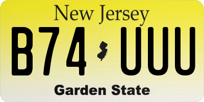 NJ license plate B74UUU