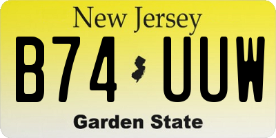 NJ license plate B74UUW