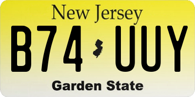 NJ license plate B74UUY