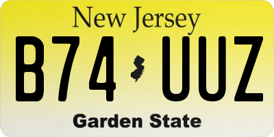 NJ license plate B74UUZ