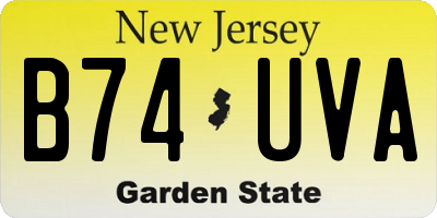 NJ license plate B74UVA
