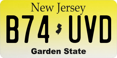 NJ license plate B74UVD