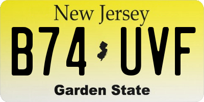 NJ license plate B74UVF