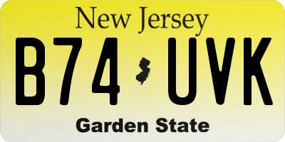 NJ license plate B74UVK