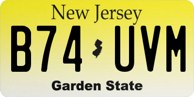 NJ license plate B74UVM