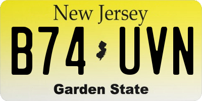 NJ license plate B74UVN