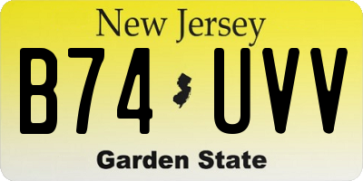 NJ license plate B74UVV