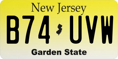 NJ license plate B74UVW