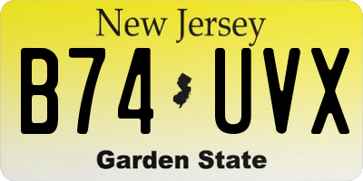 NJ license plate B74UVX