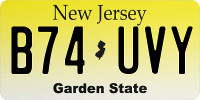 NJ license plate B74UVY