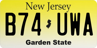 NJ license plate B74UWA