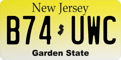 NJ license plate B74UWC