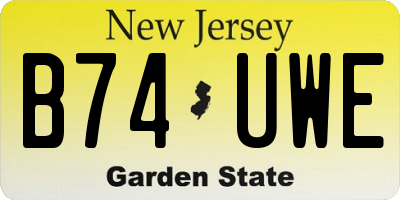 NJ license plate B74UWE
