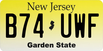 NJ license plate B74UWF