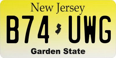NJ license plate B74UWG