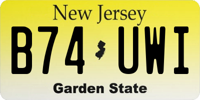 NJ license plate B74UWI