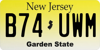 NJ license plate B74UWM