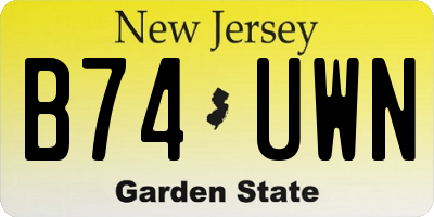 NJ license plate B74UWN