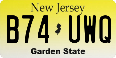 NJ license plate B74UWQ