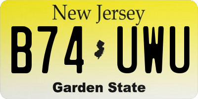 NJ license plate B74UWU
