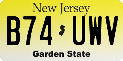 NJ license plate B74UWV