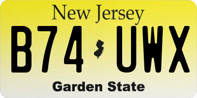 NJ license plate B74UWX