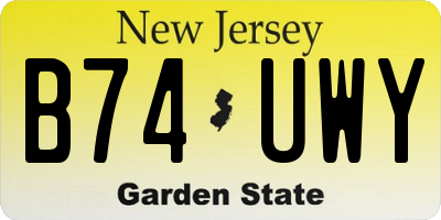 NJ license plate B74UWY